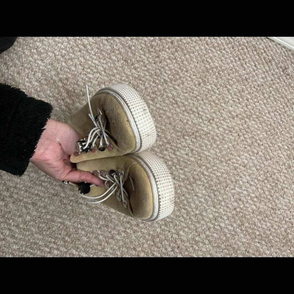MJUS Anthropologie lace up sneaker shoes size 37 cream tan - Picture 7 of 11